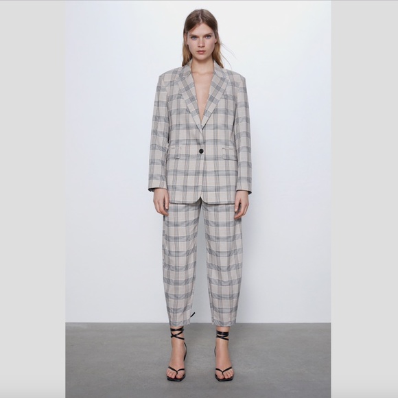 Zara Jackets & Blazers - NWT Zara plaid grey 2 pieces match set suit blazer and pants